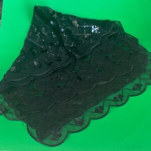 Black Sequin Lace Scarf
